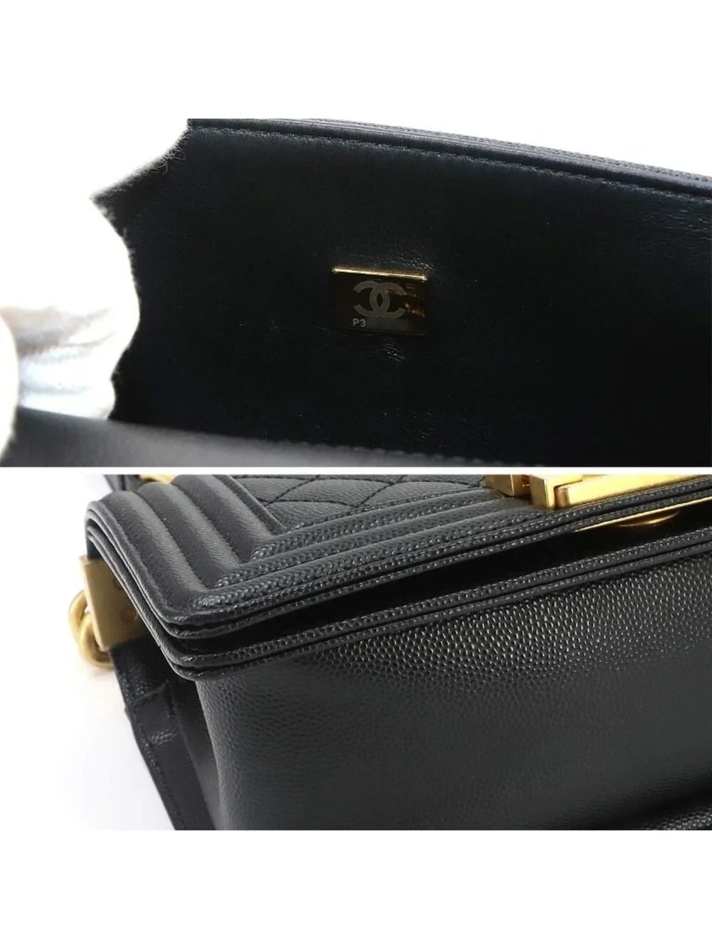 Chanel Boy Small Chain Shoulder Bag Caviar Leather Black